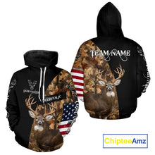 Load image into Gallery viewer, Whitetail Deer Hunting Shirt Camo With US Flag And Buck Head  – Best Hunter Gift NBT22