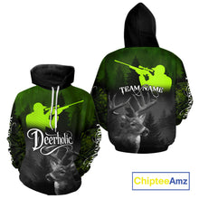 Load image into Gallery viewer, Deer Hunting Shirt Deerholic Hunter Silhouette – Green Camo Big Game Rifle for Men NBT25