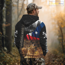 Load image into Gallery viewer, Black Deer Hunting Shirt with Texas Flag for Men - Personalized Hunting Gifts NBT48