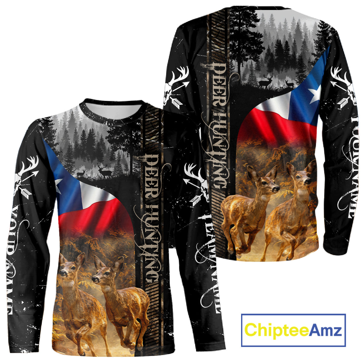 Black Deer Hunting Shirt with Texas Flag for Men - Personalized Hunting Gifts NBT48
