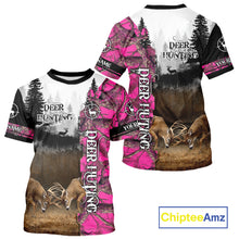 Load image into Gallery viewer, Deer Hunting Pink Camo Custom Name 3D All Over Print Shirts, Hunting Gifts NBT66