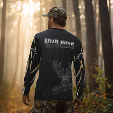 Load image into Gallery viewer, Deer Hunting Black Camo Custom Name Long Sleeve, Hoodie Shirt for Hunters NBT03