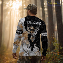 Load image into Gallery viewer, Snowfall Deer Hunting Hoodie, Longsleeves Shirt – Winter Camo Custom Name for Big Game Hunters NBT33