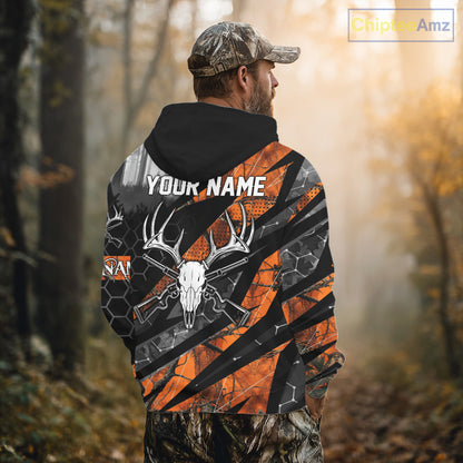 Personalized Orange Camo Deer Hunting Shirts for Men - Custom Name, Deer Hunting Gifts NBT36