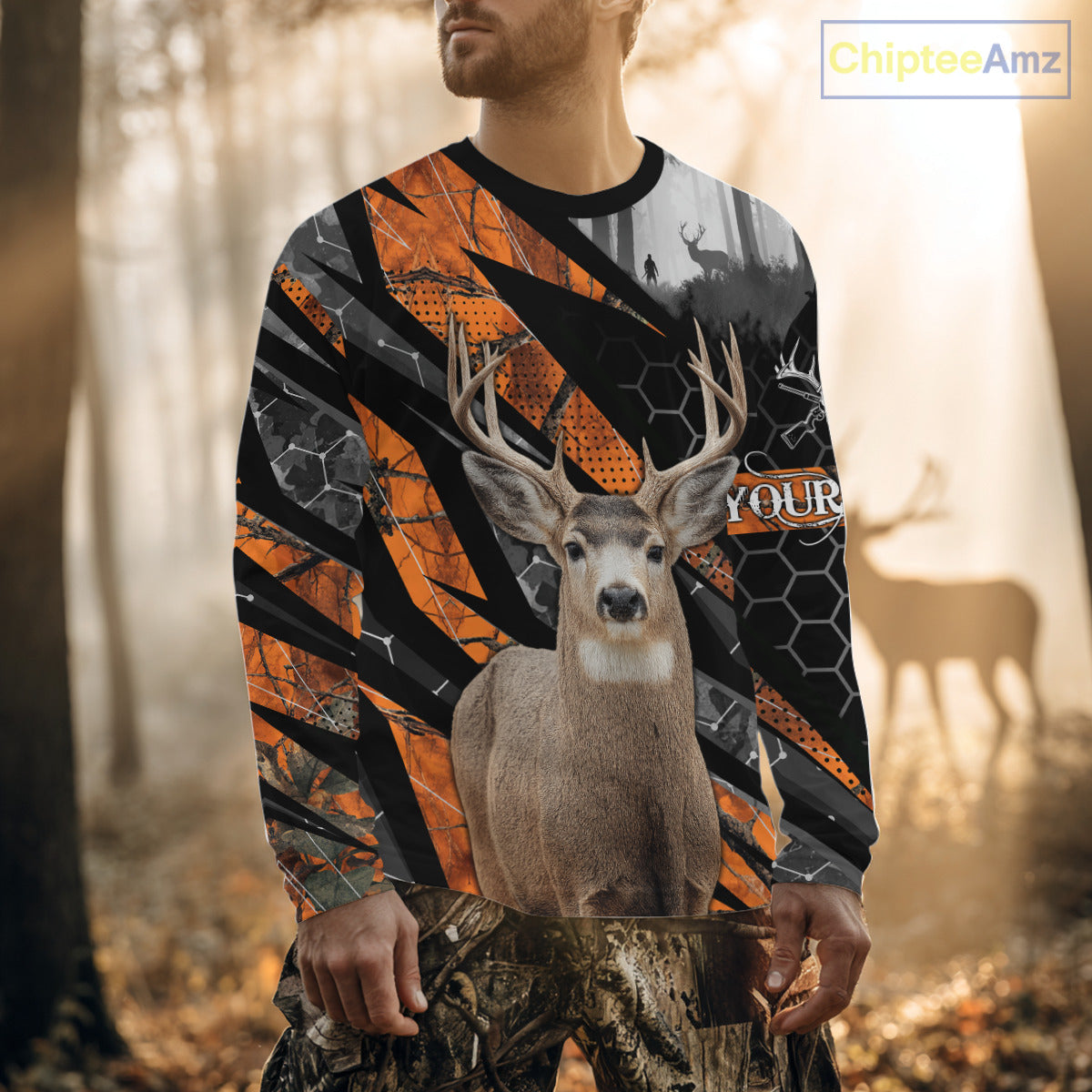 Personalized Orange Camo Deer Hunting Shirts for Men - Custom Name, Deer Hunting Gifts NBT36