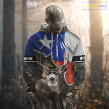 Load image into Gallery viewer, Deer Hunting Camo Texas Flag 3D All Over Print Shirts for Deer Hunter, Hunting Gifts for Men NBT23