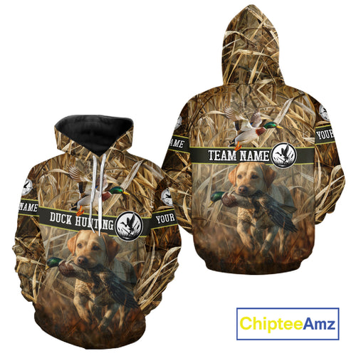 Duck Hunting Camo Shirt with Labrador Retriever – Waterfowl Hunting Clothes, Gifts for Hunters NBT44