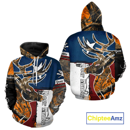 Deer Hunting Orange Camouflage Shirts with TX Flag, Personalized Hunting Shirt, Hunting Gifts NBT92