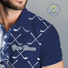 Load image into Gallery viewer, Blue Tropical Palm Trees Golf Club Pattern Mens Golf Polo Shirts Custom Team Golf Shirt NBT567
