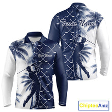 Load image into Gallery viewer, Blue Tropical Palm Trees Golf Club Pattern Mens Golf Polo Shirts Custom Team Golf Shirt NBT567