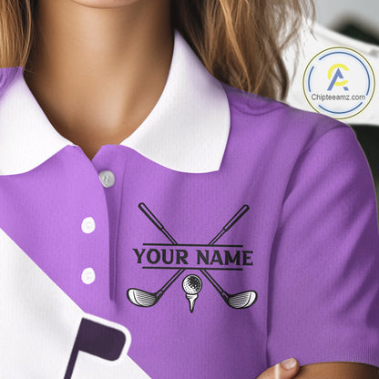 Purple Golf Bag Womens Golf Polo Shirts Custom Golf Shirts, Golf Attire For Ladies NBT577