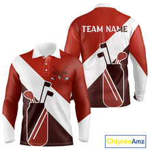 Load image into Gallery viewer, Red Golf Bag Mens Golf Polo Shirts Custom Golf Shirts, Golf Attire For Men NBT578