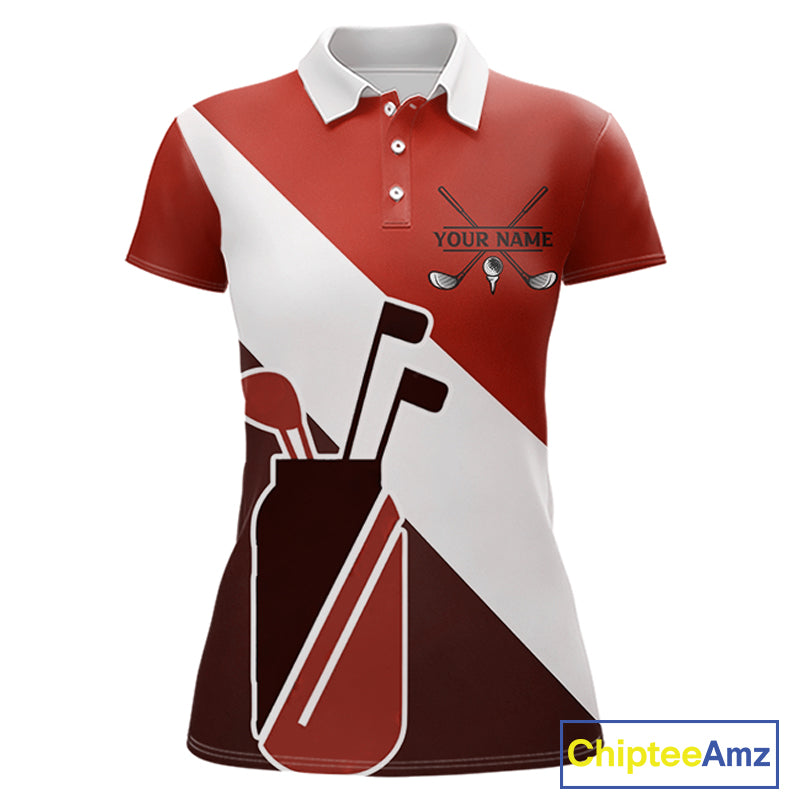 Red Golf Bag Womens Golf Polo Shirts Custom Golf Shirts, Golf Attire For Ladies NBT578