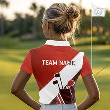 Load image into Gallery viewer, Red Golf Bag Womens Golf Polo Shirts Custom Golf Shirts, Golf Attire For Ladies NBT578
