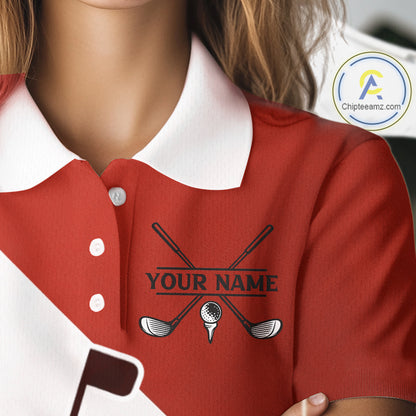 Red Golf Bag Womens Golf Polo Shirts Custom Golf Shirts, Golf Attire For Ladies NBT578