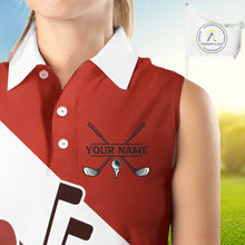 Load image into Gallery viewer, Red Golf Bag Womens Sleeveless Golf Polo Shirts Custom Golf Shirts, Golf Attire For Ladies NBT578