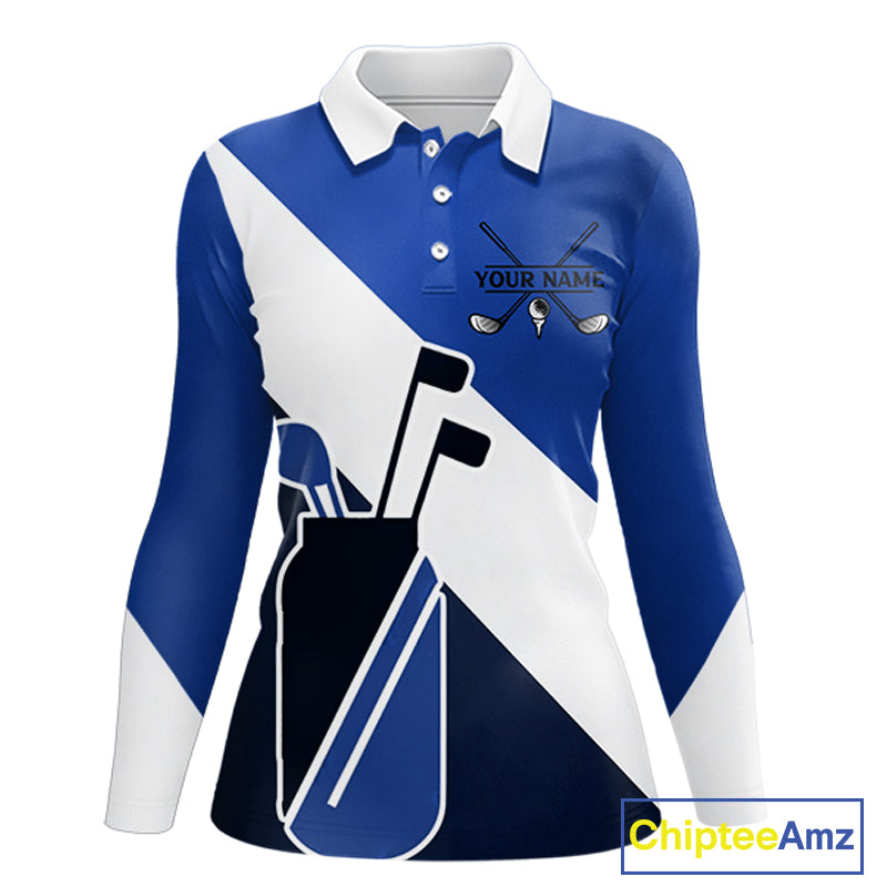 Blue Golf Bag Womens Golf Polo Shirts Custom Golf Shirts, Golf Attire For Ladies NBT579