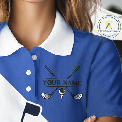 Blue Golf Bag Womens Golf Polo Shirts Custom Golf Shirts, Golf Attire For Ladies NBT579