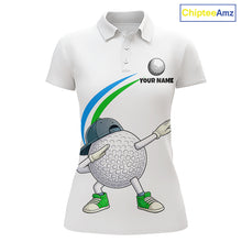 Load image into Gallery viewer, White Funny Golf Ball Custom Team Polo Shirt, Personalized Womens Golf Polo Shirt, Golf Lovers Gift NBT603