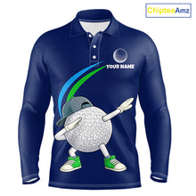 Load image into Gallery viewer, Blue Funny Golf Ball Custom Team Polo Shirt, Personalized Mens Golf Polo Shirt, Golf Lovers Gift NBT604