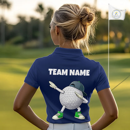 Blue Funny Golf Ball Custom Team Polo Shirt, Personalized Womens Golf Polo Shirt, Golf Lovers Gift NBT604