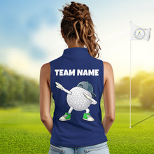Load image into Gallery viewer, Blue Funny Golf Ball Custom Team Polo Shirt, Personalized Womens Sleeveless Golf Polo Shirt, Golf Lovers Gift NBT604