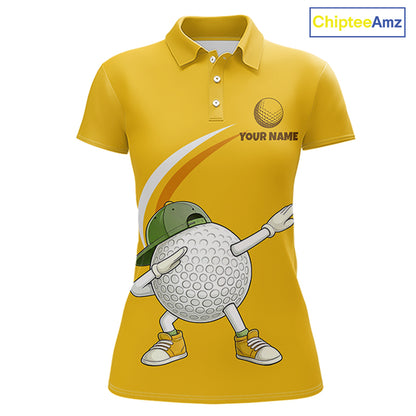 Yellow Funny Golf Ball Custom Team Polo Shirt, Personalized Womens Golf Polo Shirt, Golf Lovers Gift NBT606