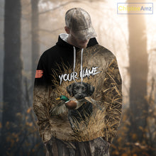 Load image into Gallery viewer, Custom Duck Hunting with Black Labrador Retriever US Flag Camo Shirts, Duck Hunting Clothes for Men NBT130