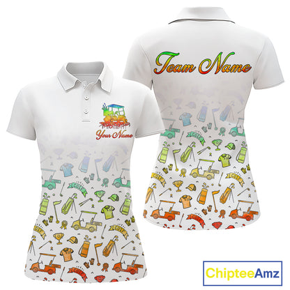 Womens Golf Polo Shirts Colorful Tie Dye Pattern Custom Name, Golf Shirts For Ladies NBT500