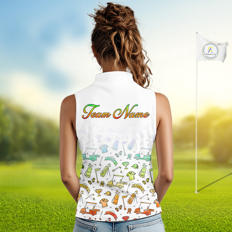 Womens Sleeveless Golf Polo Shirts Colorful Tie Dye Pattern Custom Name, Golf Shirts For Ladies NBT500