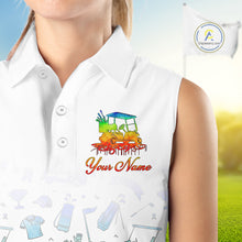 Load image into Gallery viewer, Womens Sleeveless Golf Polo Shirts Colorful Tie Dye Pattern Custom Name, Golf Shirts For Ladies NBT500