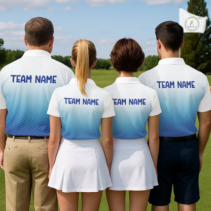Blue White Mens Polo Golf  Shirts Custom Name Golf Shirt For Men, Golf Team Clothes NBT504