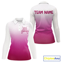 Load image into Gallery viewer, Pink White Mens Polo Golf  Shirts Custom Name Golf Shirt For Men, Golf Team Clothes NBT505