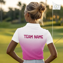 Load image into Gallery viewer, Pink White Mens Polo Golf  Shirts Custom Name Golf Shirt For Men, Golf Team Clothes NBT505