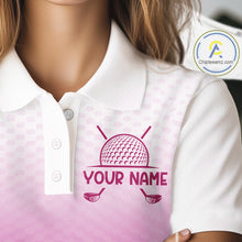 Load image into Gallery viewer, Pink White Mens Polo Golf  Shirts Custom Name Golf Shirt For Men, Golf Team Clothes NBT505
