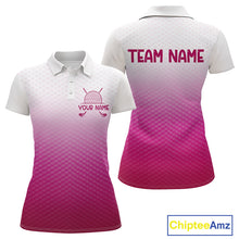 Load image into Gallery viewer, Pink White Mens Polo Golf  Shirts Custom Name Golf Shirt For Men, Golf Team Clothes NBT505