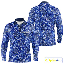 Load image into Gallery viewer, Mens Golf Polo Shirts Custom Name Blue Geometric Floral Pattern, Team Golf Shirt NBT512