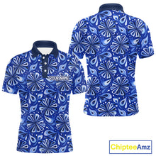 Load image into Gallery viewer, Mens Golf Polo Shirts Custom Name Blue Geometric Floral Pattern, Team Golf Shirt NBT512