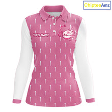 Load image into Gallery viewer, front view of long sleeve cat mom funny womens golf polo shirt for mother’s day gifts
