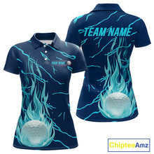 Load image into Gallery viewer, back view of green flame pattern womens golf polo matching golf outfit