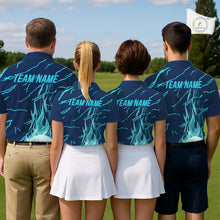 Load image into Gallery viewer, Matching golf outfits for men and women blue flame golf balls polo shirt