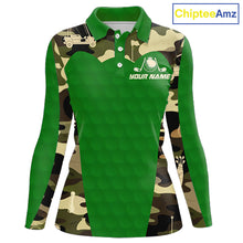 Load image into Gallery viewer, Green Camo Womens Golf Polo Shirts Custom Golf Outfit For Ladies, Team Golf Shirts NBT634
