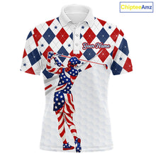 Load image into Gallery viewer, American Flag Golf Polo Shirt For Mens Patriotic White Golf Shirt 4th of July Golf Outfit Golf Gifts NBT520
