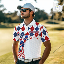 Load image into Gallery viewer, American Flag Golf Polo Shirt For Mens Patriotic White Golf Shirt 4th of July Golf Outfit Golf Gifts NBT520