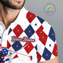 Load image into Gallery viewer, American Flag Golf Polo Shirt For Mens Patriotic White Golf Shirt 4th of July Golf Outfit Golf Gifts NBT520