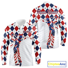 Load image into Gallery viewer, American Flag Golf Polo Shirt For Mens Patriotic White Golf Shirt 4th of July Golf Outfit Golf Gifts NBT520