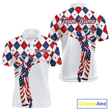 Load image into Gallery viewer, American Flag Golf Polo Shirt For Mens Patriotic White Golf Shirt 4th of July Golf Outfit Golf Gifts NBT520