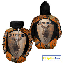 Load image into Gallery viewer, Deer Hunting Shirt Orange Camouflage Hoodie, Long Sleeve Custom Name For Men NBT245