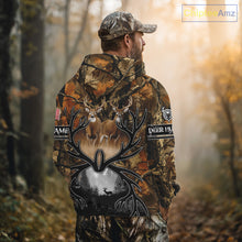 Load image into Gallery viewer, Whitetail Deer Hunting Camouflage Shirts with US Flag, Custom Hunting Shirt for Hunters NBT164