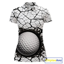 Load image into Gallery viewer, Golf Ball Breaking Polo Shirt, Black And White Cracking Pattern Polo Shirt, Best Golf Gift For Women NBT542